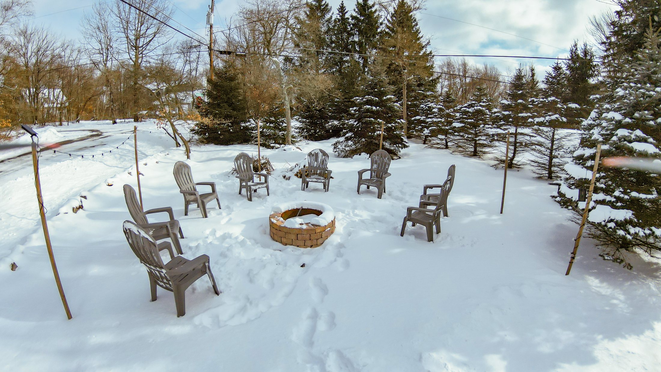 Outdoor fire pit at Aurora Abodes